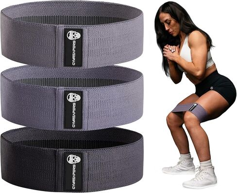Hip Bands for Booty Workouts | Non Slip Fabric Band Set with 3 Levels - Resistance Bands for Legs & Hip - for Men & Women in Kuwait
