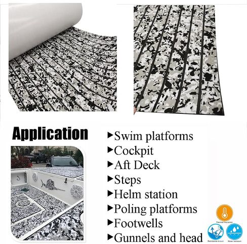 LUBEMIDA EVA Foam Boat Flooring Sheet Marine Faux Teak Decking Carpet for Yacht Floor,94.5"x35.4" Adhesive and Bevelled Edge (Dark Gray +Black) in Saudi Arabia
