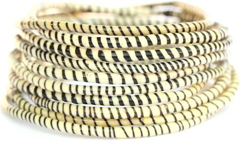 10 White and Black Recycled Flip Flop Bracelets Hand Made in Africa in Saudi Arabia