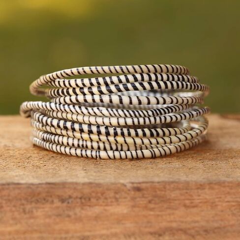 10 White and Black Recycled Flip Flop Bracelets Hand Made in Africa in Saudi Arabia