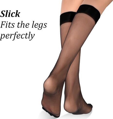 6 Pairs Sheer Knee High Stockings for Women,Black Nylon Knee Highs, Hose Hosiery Stockings in Saudi Arabia