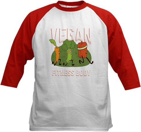 Cafepress نباتي صحي غذائي نباتي F بيسبول Jersey Kids Cotton Baseball Jersey ، 3/4 Raglan Sleeve Shirt in Saudi Arabia