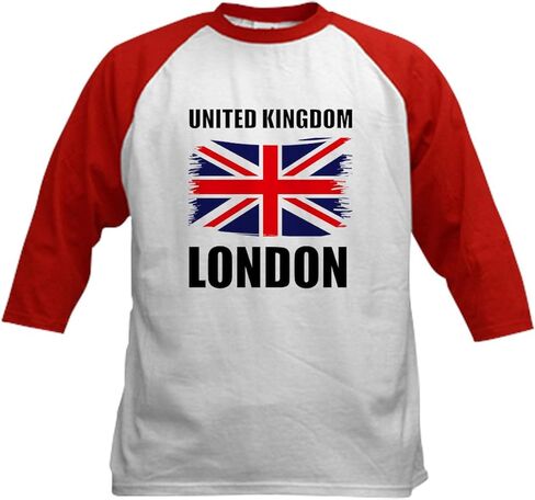 CafePress United Kingdom London Baseball Jersey Kids Cotton Baseball Jersey, 3/4 Raglan Sleeve Shirt in Saudi Arabia