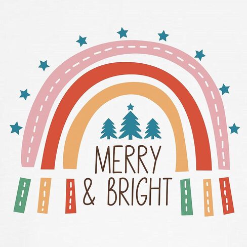 CafePress Colorful Chrsitmas Merry and Bright Rainbow Baseba Kids Cotton Baseball Jersey, 3/4 Raglan Sleeve Shirt in Saudi Arabia