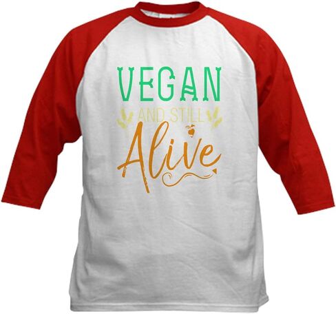 Cafepress النباتية النباتية القائمة على البيسبول في لعبة البيسبول القميص القطن القطن القطن القميص ، 3/4 قميص الأكمام راجلان in Saudi Arabia