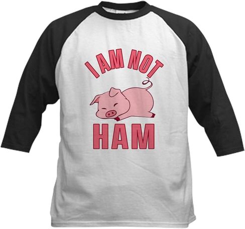 CafePress I Am Not Ham Animal Liberation Veg Baseball Jersey Kids Cotton Baseball Jersey, 3/4 Raglan Sleeve Shirt in Saudi Arabia