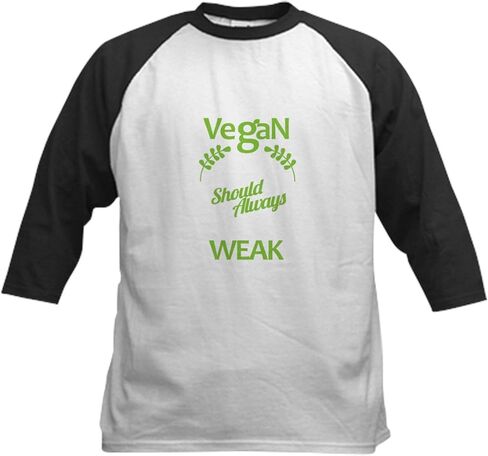 CafePress Vegan Because Strong Should Protec Baseball Jersey Kids Cotton Baseball Jersey, 3/4 Raglan Sleeve Shirt in Saudi Arabia