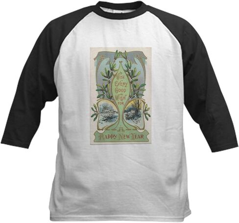 Cafepress سعيد سنة جديدة للبيسبول جيرسي كوتن بيسبول جيرسي ، 3/4 قميص راجلان. in Saudi Arabia