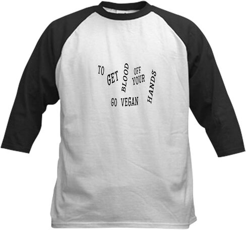 CAFEPRESS حقوق الحيوان النباتية نباتي Baseball Jersey Kids Cotton Baseball Jersey ، 3/4 RAGLAN SLEEVE SHIRT in Saudi Arabia