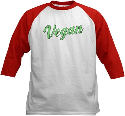 CafePress Vegan Vegetarian Veganism Meat Foo Baseball Jersey Kids Cotton Baseball Jersey, 3/4 Raglan Sleeve Shirt in Saudi Arabia