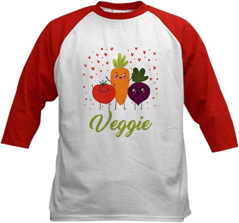 CafePress Veganism Vegetarian Foodie Health Baseball Jersey Kids Cotton Baseball Jersey, 3/4 Raglan Sleeve Shirt in Saudi Arabia