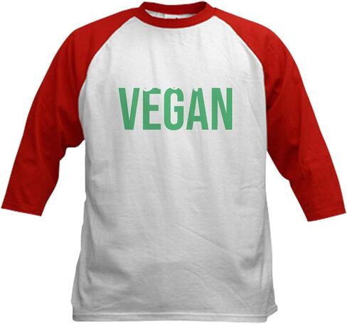 CafePress Social Vegan I Avoid Meat Veganism Baseball Jersey Kids Cotton Baseball Jersey, 3/4 Raglan Sleeve Shirt in Saudi Arabia