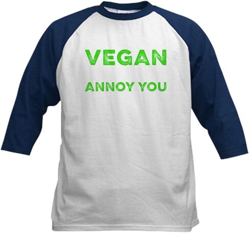 CAFEPRESS نباتي حقوق الحيوان النباتي ليب بيسبول جيرسي الأطفال القطن القطن القطن ، 3/4 قميص الأكمام راجلان in Saudi Arabia