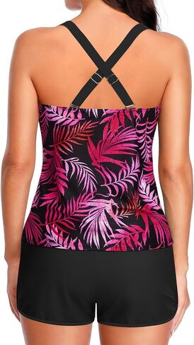 Aqua Eve Womens Tankini مع شورتات - قطعتين من البطن تحكم في ملابس السباحة الرياضية مع جيوب 2025 ملابس السباحة in Saudi Arabia