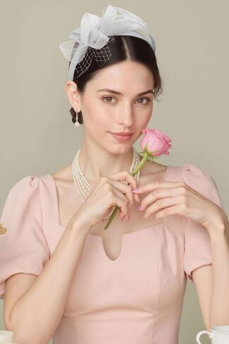BABEYOND Fascinators Hats for Women - Tea Party Hat Kentucky Elegant Tulle Feather Ribbon Bridal Wedding Derby Headband in Saudi Arabia