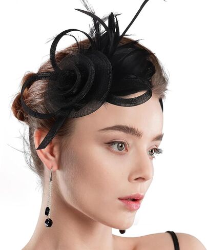 Aethland Fascinators Hat Flower Mesh Ribbons Feathers on a Headband and a Clip in Kuwait