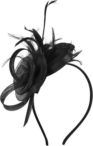 Aethland Fascinators Hat Flower Mesh Ribbons Feathers on a Headband and a Clip in Kuwait