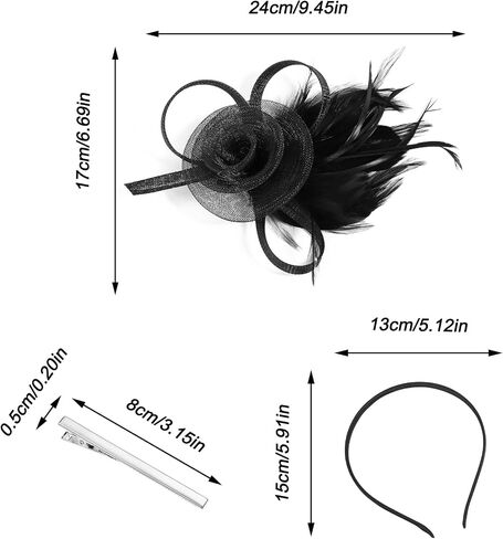 Aethland Fascinators Hat Flower Mesh Ribbons Feathers on a Headband and a Clip in Kuwait