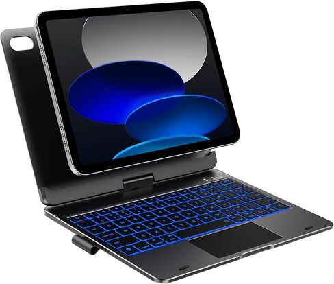 حافظة لجهاز iPad الجيل العاشر مع لوحة مفاتيح (10.9 بوصة، 2022)، 11 لونًا خلفيًا، قابل للدوران 360 درجة، رفيع وخفيف لجهاز iPad الجيل العاشر 10.9، أسود داكن in Kuwait