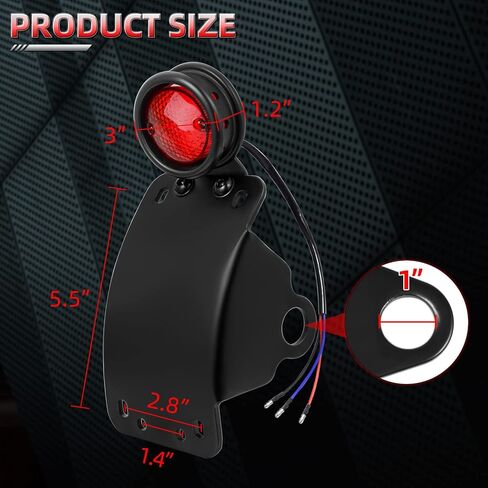 Amazicha LED Tail Rear Light 3/4" Axle Hole Side Mount License Plate Bracket Brake Light Motorcycle Compatible for Harley Honda Yamaha Suzuki Chopper Bobber in Kuwait
