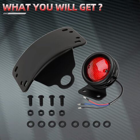 Amazicha LED Tail Rear Light 3/4" Axle Hole Side Mount License Plate Bracket Brake Light Motorcycle Compatible for Harley Honda Yamaha Suzuki Chopper Bobber in Kuwait