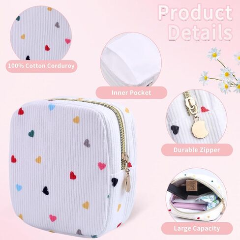 2-Pack Period Bag for Women Girls, Portable Corduroy Sanitary Napkin Storage Bag Period Pouch Small Discreet Menstrual Pouch, Sanitary Pads Period Kits Tampons Holder for First Period in Kuwait