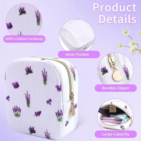2-Pack Period Bag for Women Girls, Portable Corduroy Sanitary Napkin Storage Bag Period Pouch Small Discreet Menstrual Pouch, Sanitary Pads Period Kits Tampons Holder for First Period in Kuwait