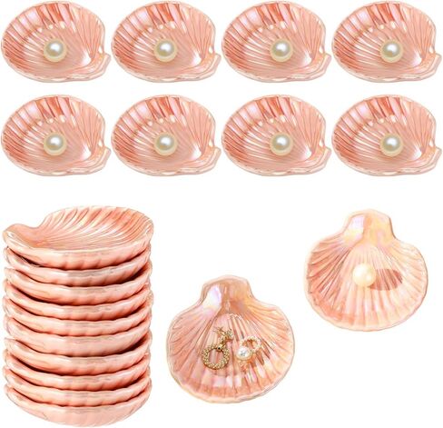 8 Pcs Shell Ring Dish Ceramic Jewelry Trinket Dish Tray Seashell Ring Key Holder Bowl Beach Room Coastal Plate Decor for Home Bathroom Counter(White) in Saudi Arabia