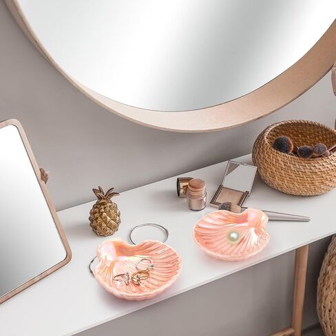 8 Pcs Shell Ring Dish Ceramic Jewelry Trinket Dish Tray Seashell Ring Key Holder Bowl Beach Room Coastal Plate Decor for Home Bathroom Counter(White) in Saudi Arabia