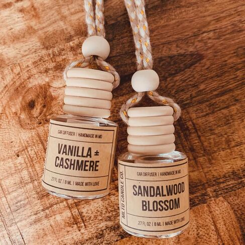 Vanilla + Cashmere, Hanging Car Air freshener, Hanging Car Air Fragrance Oil diffuser, Cute Car Air Freshener, Long Lasting Car Air Freshener, Car Air Diffuser, Made In USA, Glass in Saudi Arabia