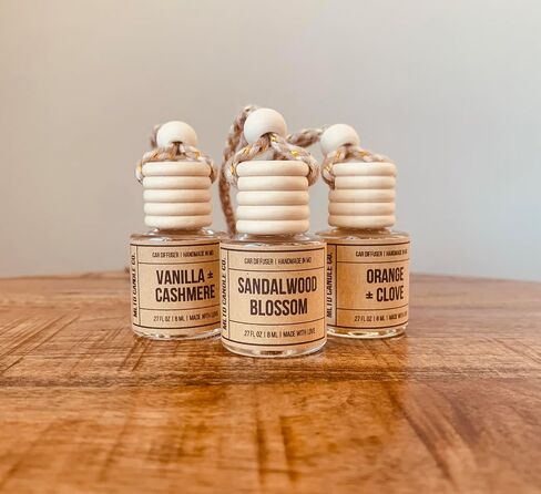 Vanilla + Cashmere, Hanging Car Air freshener, Hanging Car Air Fragrance Oil diffuser, Cute Car Air Freshener, Long Lasting Car Air Freshener, Car Air Diffuser, Made In USA, Glass in Saudi Arabia
