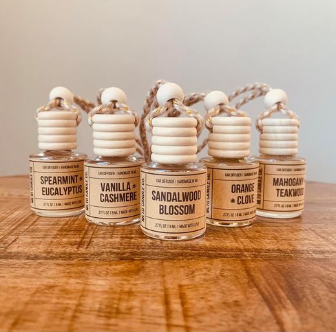 Vanilla + Cashmere, Hanging Car Air freshener, Hanging Car Air Fragrance Oil diffuser, Cute Car Air Freshener, Long Lasting Car Air Freshener, Car Air Diffuser, Made In USA, Glass in Saudi Arabia