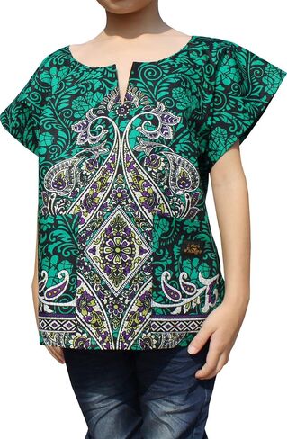 RaanPahMuang Branded Indian Paisley Dashiki Short Sleeve Shirt in Saudi Arabia