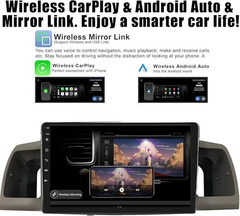 ستيريو سيارة لسيارة Toyota Corolla EX E130 E120 2007-2012 8 Core Android 12 مع CarPlay اللاسلكي Android Auto، شاشة لمس IPS 9 بوصة 4+32G مشغل راديو السيارة مع كاميرا احتياطية، AM/FM/RDS، Hi-Fi، SWC in Kuwait