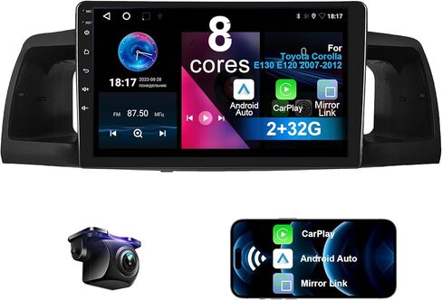 Car Stereo for Toyota Corolla EX E130 E120 2007-2012 8 Core Android 12 with Wireless CarPlay Android Auto, 9 inch IPS Touchscreen 4+32G Car Radio Player with Backup Camera, AM/FM/RDS, Hi-Fi, SWC in Saudi Arabia