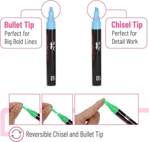 Mr. Pen- Chalk Markers, 6 Pack, Dual Tip, Vibrant Colors, 8 Labels, Chalkboard Markers, Liquid Chalk Markers, Chalk Pens, Chalk Markers for Blackboard, Chalk Board Marker Pens, Chalk Board Markers in Saudi Arabia