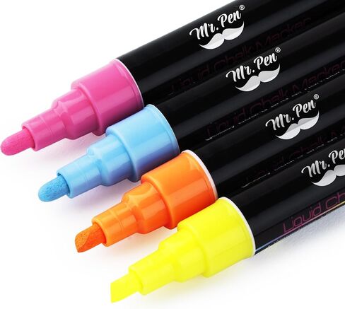 Mr. Pen- Chalk Markers, 6 Pack, Dual Tip, Vibrant Colors, 8 Labels, Chalkboard Markers, Liquid Chalk Markers, Chalk Pens, Chalk Markers for Blackboard, Chalk Board Marker Pens, Chalk Board Markers in Saudi Arabia