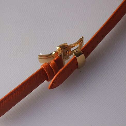 Watch Straps Gold Buckle Stainless Steel Watch Clasp Butterfly Buckles Watchband Strap Leather Orange Accessories for Lady 14 16 18mm Replacement Strap (Color : Orange, Size : 14mm) in Saudi Arabia