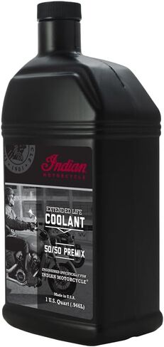 Indian Motorcycle Antifreeze Coolant 50/50 Premix Extended Life for Specific Scout, Challenger, Pursuit, FTR Models with Liquid Cooled Engines, Boil Over and Freeze Protection, 1 Quart - Part 2880966 in Saudi Arabia