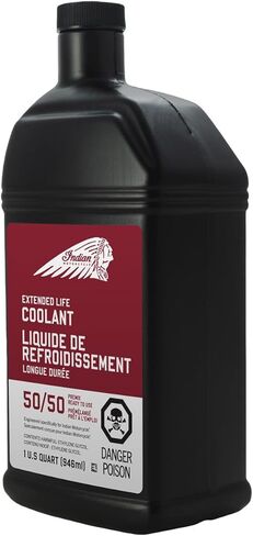 Indian Motorcycle Antifreeze Coolant 50/50 Premix Extended Life for Specific Scout, Challenger, Pursuit, FTR Models with Liquid Cooled Engines, Boil Over and Freeze Protection, 1 Quart - Part 2880966 in Saudi Arabia