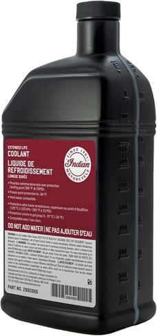 Indian Motorcycle Antifreeze Coolant 50/50 Premix Extended Life for Specific Scout, Challenger, Pursuit, FTR Models with Liquid Cooled Engines, Boil Over and Freeze Protection, 1 Quart - Part 2880966 in Saudi Arabia