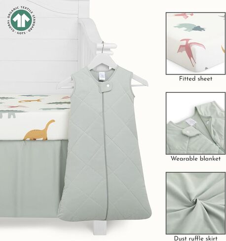 Evolur Rainboho 3 Piece Crib Bedding Set, Machine Washable, Soft and Breathable Toddler Bedding Set, Includes Fitted Sheet, Wearable Blanket and Crib Skirt in Kuwait