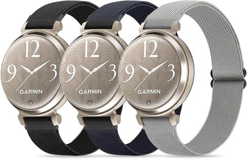 3 Pack Nylon Bands Compatible with Garmin Lily 2, 14mm Elastic Nylon Soft Loop Straps Quick Release Replacement Adjustable Wristband for Lily 2 Classic/Active Smart Watch Accessory for Women in Kuwait