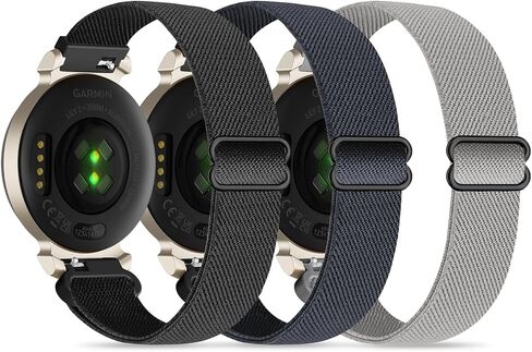 3 Pack Nylon Bands Compatible with Garmin Lily 2, 14mm Elastic Nylon Soft Loop Straps Quick Release Replacement Adjustable Wristband for Lily 2 Classic/Active Smart Watch Accessory for Women in Kuwait
