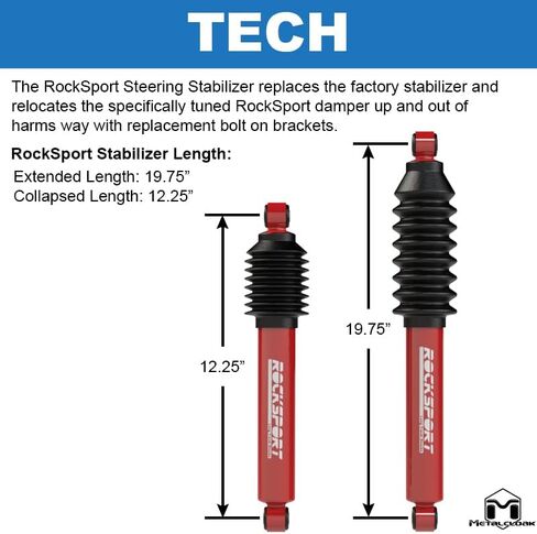 Rocksport Red Steering Stabilizer Kit من MetalCloak ، لـ JK Wrangler ، توفر صمامًا إضافيًا ، وأداء محسّن ، و STERING DAMPENER ، وتركيب سهل ، مصنوع في الولايات المتحدة الأمريكية in Saudi Arabia