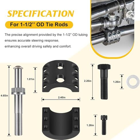 استبدال مشبك Tie-stablizer التوجيه لجيب Wrangler JK JKU JL JLU & Jeep Gladiator JT 2007-2022 لـ (1-1/2 "OD) OD) in Kuwait