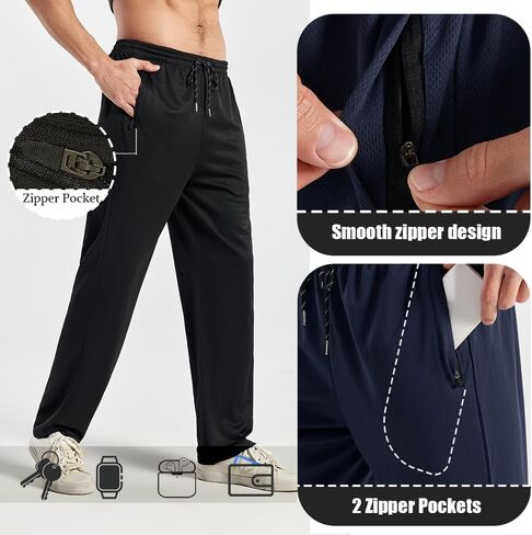 3PC Men's Zipper Mesh Fabric Jogger Pants - Breathable & Flexible Fit, Comfortable for Sports & Casual Wear in Saudi Arabia