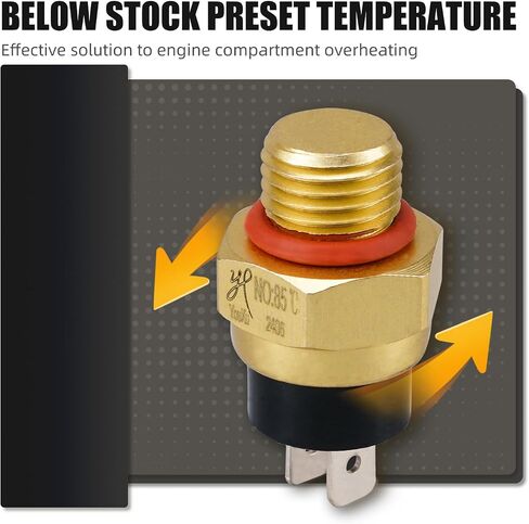 مستشعر التبديل الحراري المروحة المروحة الرادياتير 85 (± 3) ° C-ON ، 75 (± 5) ° C-OFF متوافق مع KTM 450 EXC Factory 2005 2011 2007 500 XC-W 2012-2013 525 XC-W 2007 530/450 XCR-W 2002 in Saudi Arabia