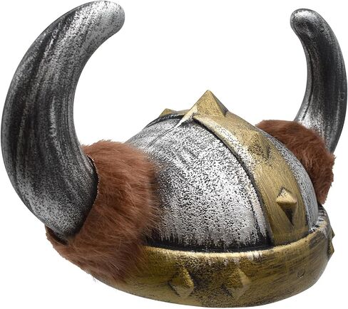 Nicky Bigs Novelties Men’s And Women’s Nordic Viking Helmet Dragon Trainer Costume Accessory with Faux Fur Horns Plastic Medieval Barbarian Hat One Size Fits Most in Saudi Arabia