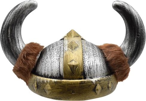 Nicky Bigs Novelties Men’s And Women’s Nordic Viking Helmet Dragon Trainer Costume Accessory with Faux Fur Horns Plastic Medieval Barbarian Hat One Size Fits Most in Saudi Arabia